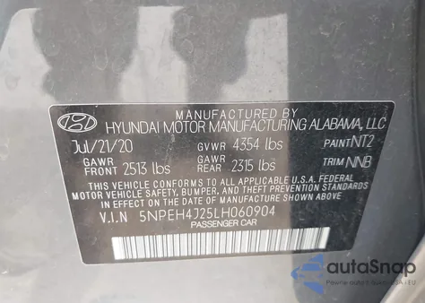 2020 Hyundai Sonata Limited из США, поврежденный, VIN 5NPEH4J25LH060904